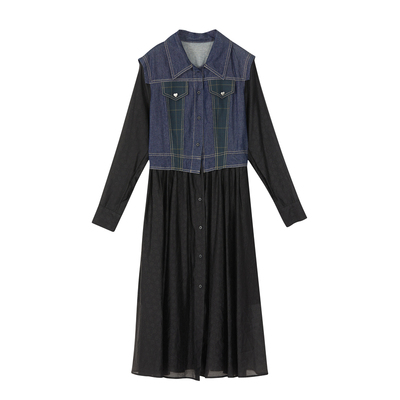 2022谜底牛仔拼接连衣裙