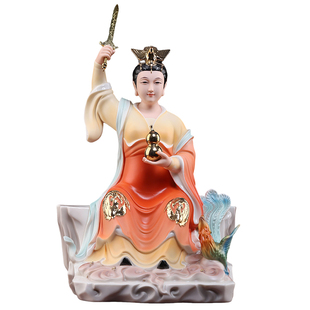 戴玉堂陶瓷坐岩九天玄女神像九天圣母娘娘像家用供奉居家客厅摆件