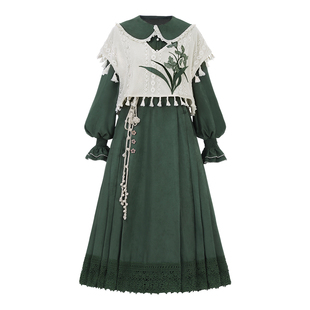 连衣裙女春秋国风汉元素小个子日常套装学生减龄新中式中长款裙子