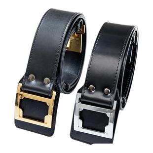 安保常服外腰带黑色皮质户外腰带战术站岗训练腰带真皮皮带男