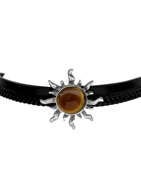 ZRZO咖色太阳皮革颈链