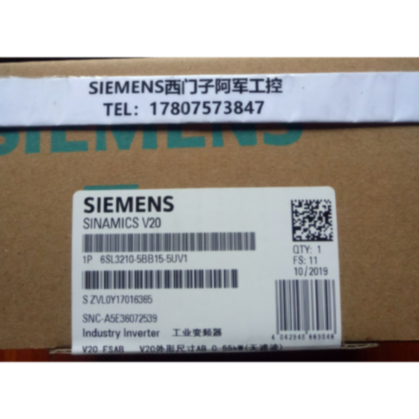 议价6SL3210-5BB15-5UV1西门子V20变频器0.55KW 6SL32105BB155UV1