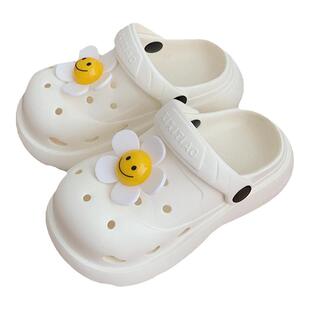 细细条 可爱笑脸花朵儿童洞洞鞋女童海边度假仙女风沙滩凉拖鞋夏