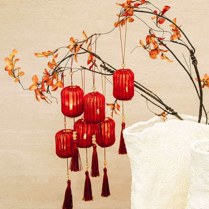 发光小灯笼挂饰乔迁之喜新居客厅室内大型绿植盆栽树上装饰挂件