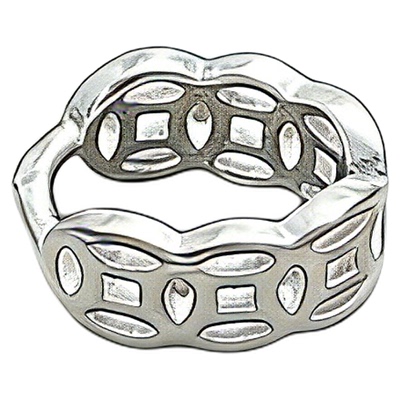 925纯银镂空铜钱纹吊坠扣夹扣DIY