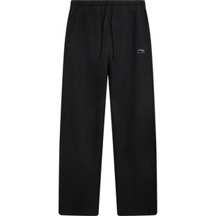 李宁热力裤丨阔腿裤女新款弯刀香蕉裤冬季加绒黑色卫裤休闲运动裤