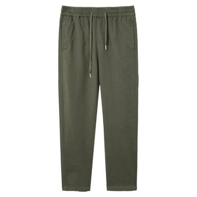 流石男装宽松休闲裤高端抽绳九分