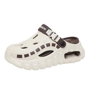 包头拖鞋男夏季外穿防滑踩屎感厚底增高洞洞鞋开车大码45沙滩凉鞋