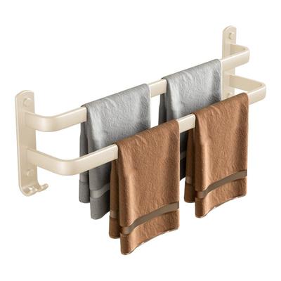 奶油风免打孔太空铝毛巾架