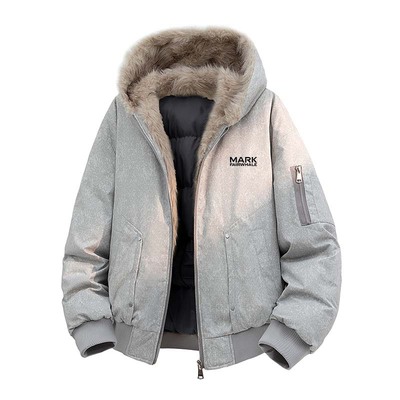 马克华菲毛领连帽棉衣男士