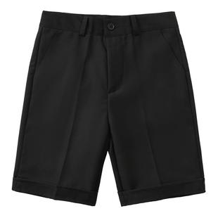 儿童西装短裤男童黑色西裤夏季大童白色中裤背带裤小学生西服裤子