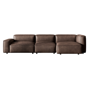 广巢 黑巧沙发意式复古客厅豆腐块转角组合小户型全苯胺头层牛皮B