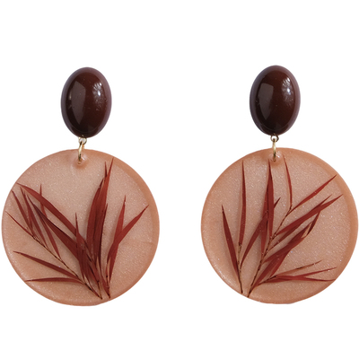 tickle原创设计圆形大气植物耳钉