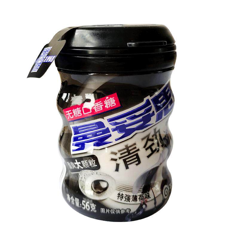 曼妥思清劲无糖口香糖56g*4瓶特强清新薄荷味口气休闲糖果零食