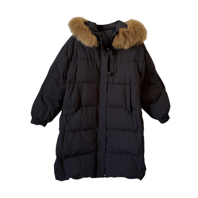 大码女装加厚真毛领羽绒服长款