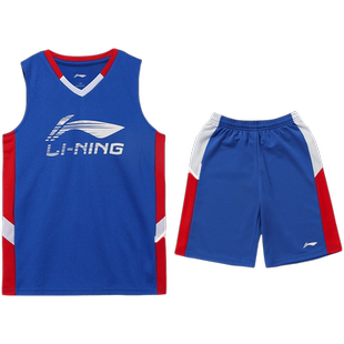 李宁儿童凉感速干篮球服运动套男孩夏季男童装中大童青少年比赛服