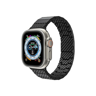 鹿洛可适用苹果手表表带Apple Watch纯碳纤维表带s10/s9/s8/s7轻奢高档经典磁吸扣防水夏季男腕带顺丰包邮