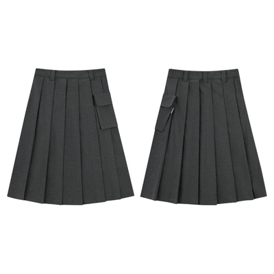 WAEMTREES 支线TreesBasic深灰色西装布百褶裙女款