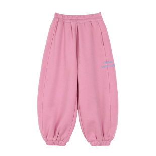 小O宝童装 宝宝加绒裤子女冬季2025新款女童刺绣幼儿园卫裤运动裤