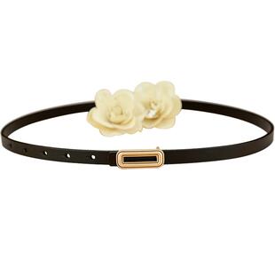 腰带女细真皮头层牛皮黑色金扣皮带装饰配毛衣连衣裙百搭收腰裤带