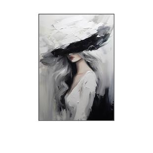 现代轻奢客厅玄关装饰画美女手绘油画卧室餐厅走廊超现代主义挂画