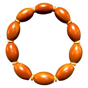 老型桶珠橄榄核手串男士手链男款素珠原籽精雕刻素串素核女款男生