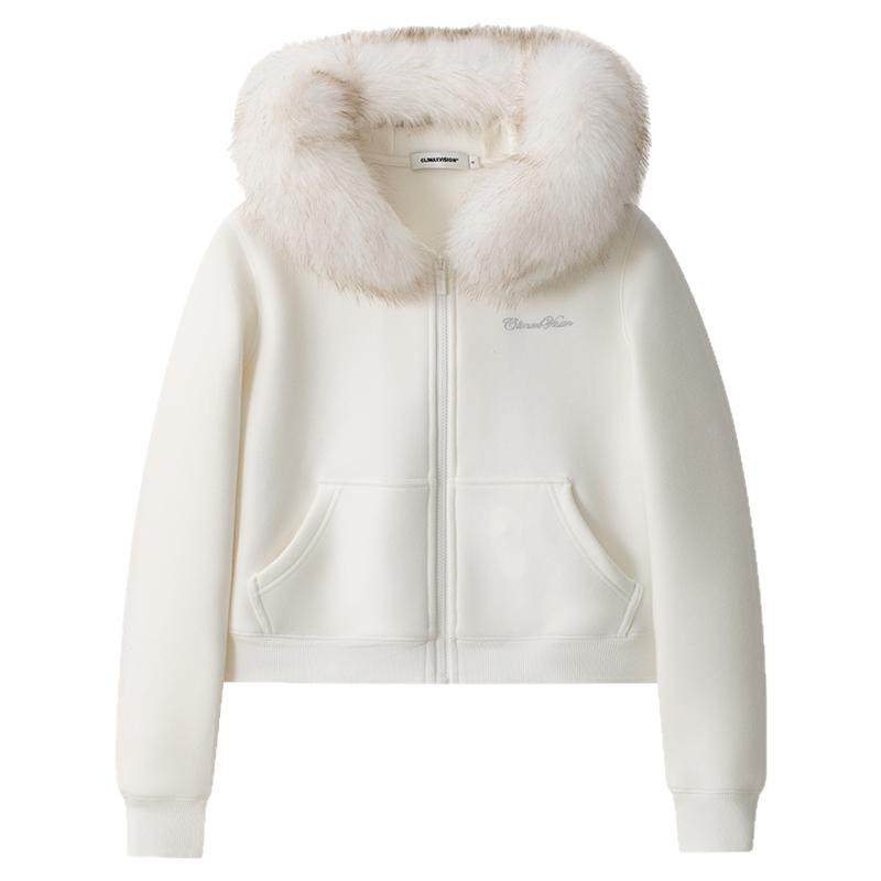 CLIMAX VISION保暖双面绒可脱卸毛领连帽开衫外套/加绒弯刀卫裤