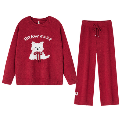 BE红色小狗新年本命年睡衣女冬厚