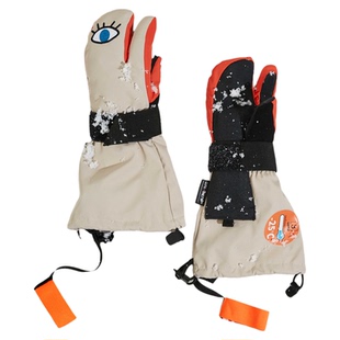 有这么只滑雪手套内置护腕儿童单板双板专业女防水抗寒三指防丢绳