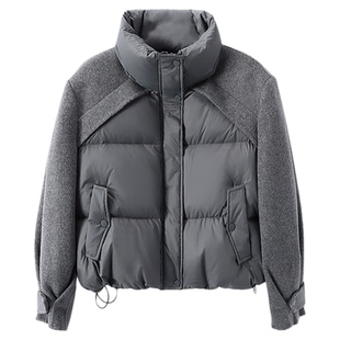 ROCOCO/洛可可秋冬新款短款轻薄白鸭绒羽绒服2025立领面包服外套