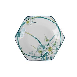【超值！6+1】盘子菜盘家用日式陶瓷餐具网红水仙花9英寸餐盘套装