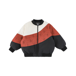 幼悠男童新中式年服外套冬季时尚吸睛三色拼接潮酷上衣潮