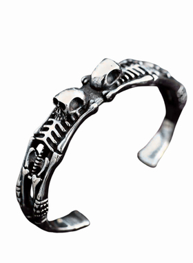 黑骨中式暗黑哥特国潮龙纹手环