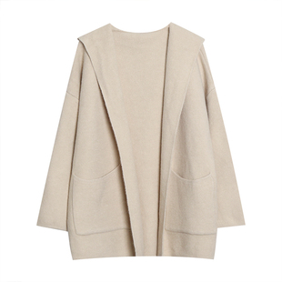 加厚针织衫2025新款秋冬毛衣外套女连帽上衣大码慵懒宽松高级百搭