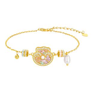 周大生福运满满手链S925纯银女珐琅手饰通勤高级感生日礼物送女友