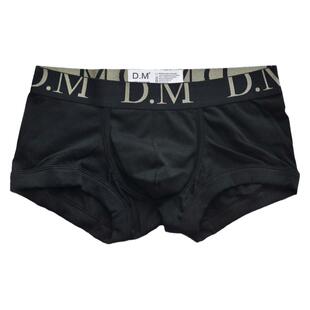 D.M男内裤 低腰性感纯色白黑平角裤青年时尚简约螺纹棉四角裤