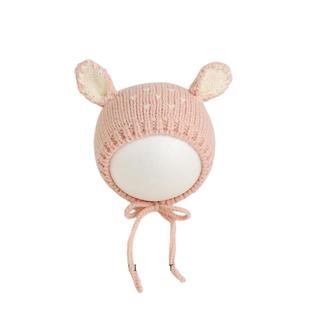 婴儿帽子秋冬款系绳护耳帽婴幼儿男女宝宝包头帽秋冬季针织套头帽