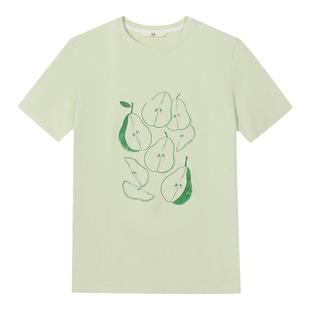 末未MIIWII24夏浅绿色印梨宽松T恤T242439女士