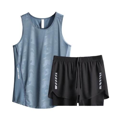 跑步套装男马拉松背心健身衣服运动夏季冰丝速干田径专业训练装备