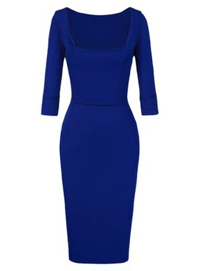 Elegant dress long sleeve tight skirt lady长袖套头铅笔裙