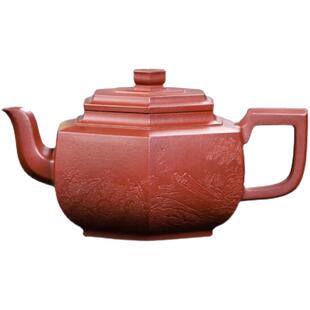 宜兴紫砂壶名家国工袁德波原矿纯手工泡茶壶家用茶具单壶六方雪华