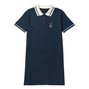 tutuanna家居服睡衣 女 JK学院风针织休闲短袖POLO风睡裙女可外穿