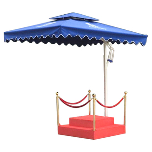 站岗台保安单双层圆方形小区岗亭物业站台遮阳伞加厚执勤台安检台