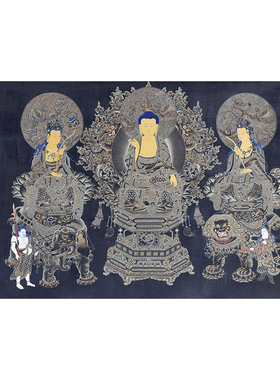 邦基唐卡华严三圣diy描金自己画