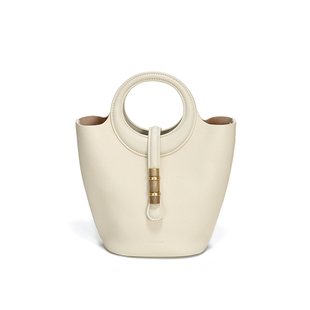 西木汀歌德 女包新款菜篮子包包女款手提斜挎白色小众真皮水桶包