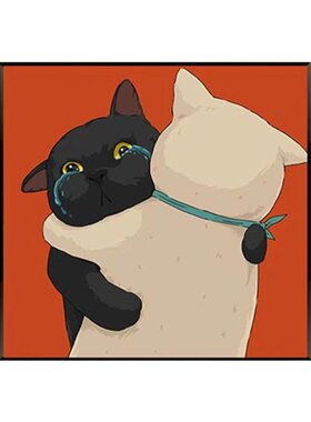 情侣头像可爱猫咪油画芯自粘海报