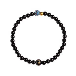 黑曜石手链叠戴高级感小米珠金曜石六字静心莲手串招财补水女款