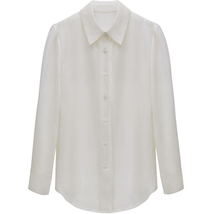 图曼朵绿色衬衫女缎面通勤ol职场轻熟风春季女装职业面试衬衣上衣