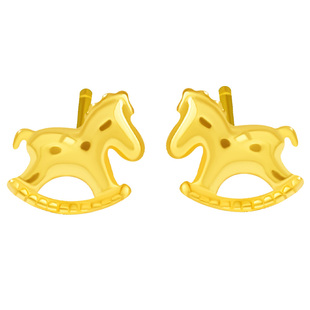 宫里上新小马耳饰马上有钱耳钉女纯银养耳洞生日马年本命年礼物