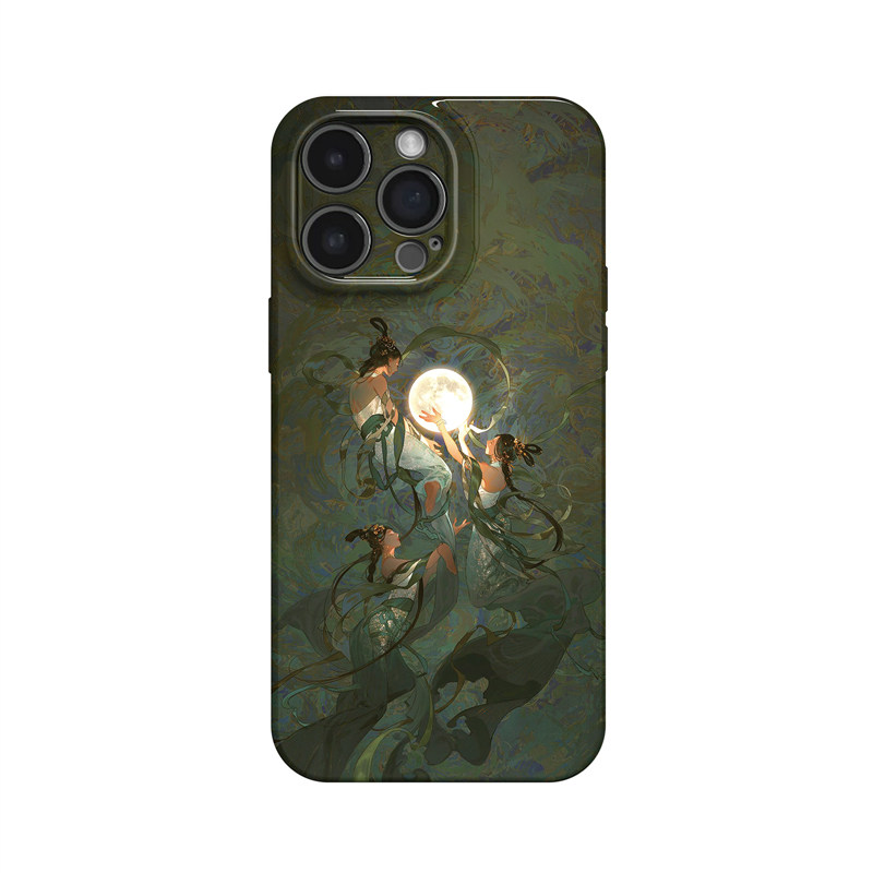 捧月~新中式国风插画ins适用苹果17promax手机壳新iphone16华为mate70小米15飞天vivoS19复古iqooneo10荣耀90